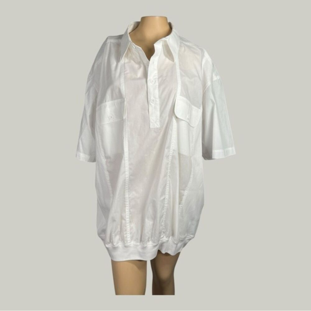HB White Banded Short Sleeve Button Down Shirt 2XL
